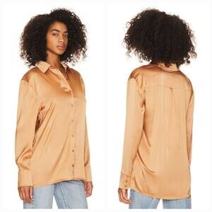 Camila Coelho Jill Button Down Shirt in Soft Gold Small